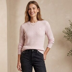 Abercrombie & Fitch Pink Cable Knit Crewneck Sweater Size Medium Preppy Classic